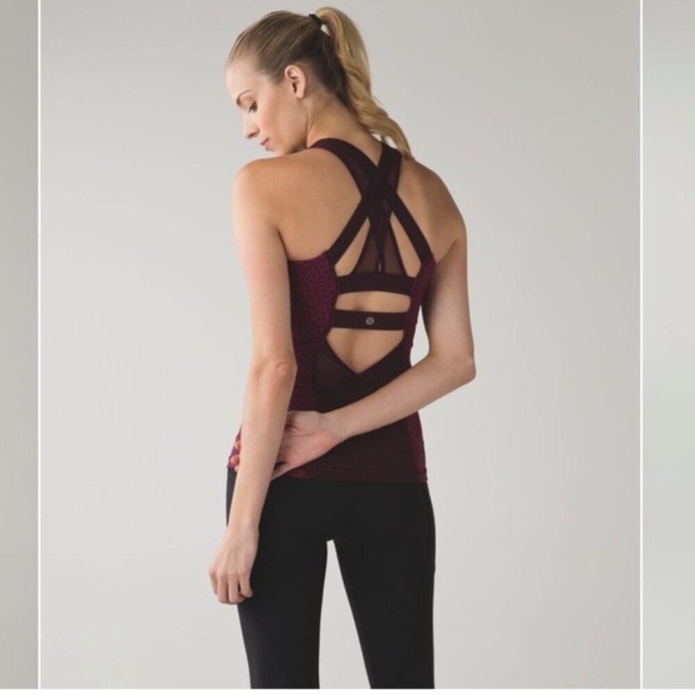 Lululemon Ready Set Sweat Mesh Tank Top Stretch Strappy Cycle Lightweight Luon S